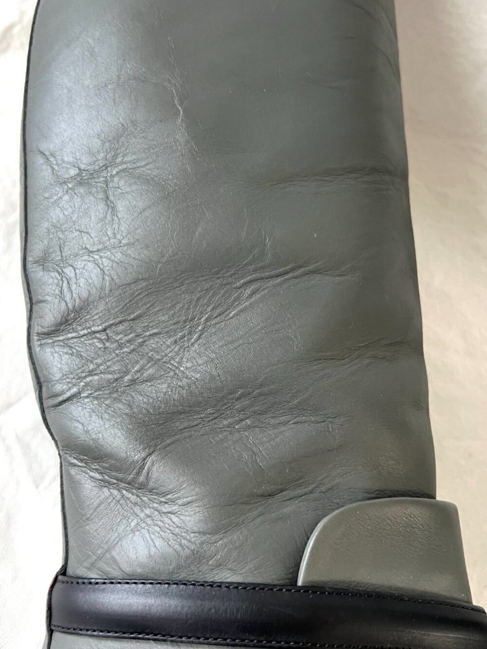 Balenciaga riding boots gray leather knee high 39 9 womens pull on black harness - Picture 8 of 15